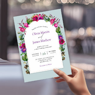Convites Elegantes flores cor-de-rosa roxo para casamento d