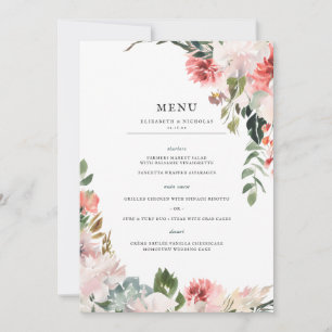 Convites Elegantes Flores Menu Floral de Casamento de Pri