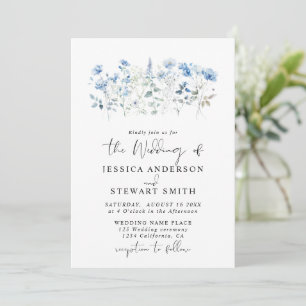 Convites Elegantes Flores Silvestres Azuis Florais Casament
