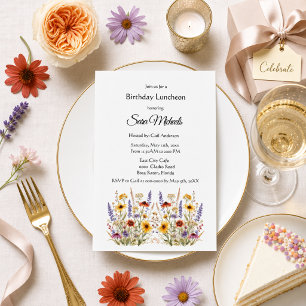 Convites Elegantes Flores Silvestres Floral de Aniversário