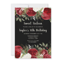 Elegantes Flores Vermelhas de Natal Sweet Sixteen