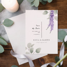 Elegantes Folhas de Eucalipto Lavanda Salve a Data