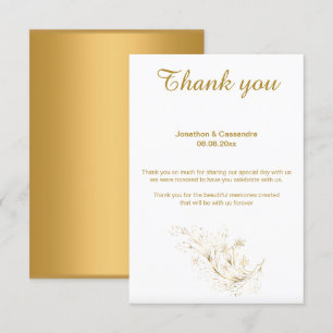 CONVITES ELEGANTES FOLHAS DE OURO SIMPLES OBRIGADO AO CONTR