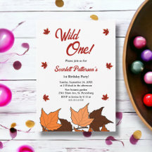 Elegantes Folhas de Outono Aniversário de 1 Ano Wi