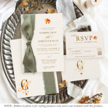 Elegantes Folhas de Outono Fita Rústica Casamento 