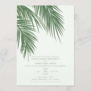Convites Elegantes Folhas de Palmeira Tropicais Brancas Ver