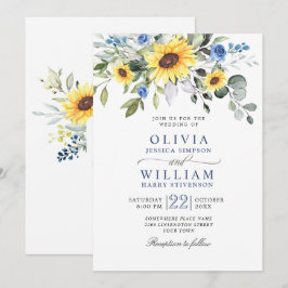 Convites Elegantes Girassóis Aquarela Eucalipto Casamento