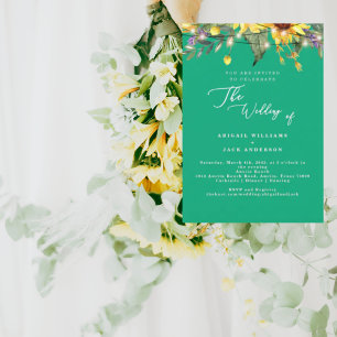 Convites Elegantes Girassóis Casamento Verde