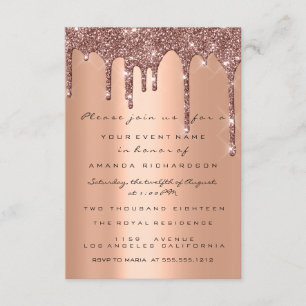 Convites Elegantes Gotas de Brilho Rosa Dourado  Noivado Sw