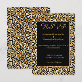 CONVITES ELEGANTES IMPRESSÕES DE LEOPARDO EM PRETO OURO RSV
