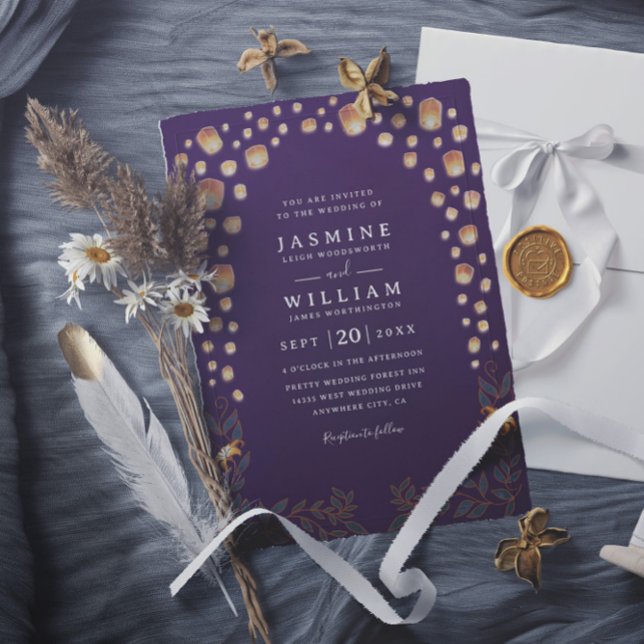 Convites Elegantes Lanternas Emaranhadas Casamento Minimali (Criador carregado)