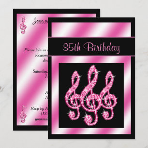 Convites Elegantes, Lindos Cifras de Treble Rosa 35º Aniver