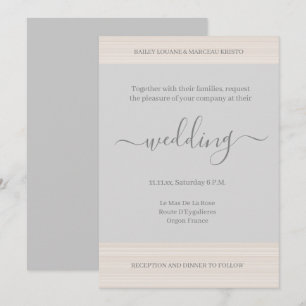 Convites Elegantes Listras de Madeira Cinza Claro Casamento