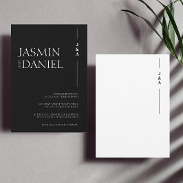 Convites Elegantes Monogramas de Iniciales Preto e Branco C