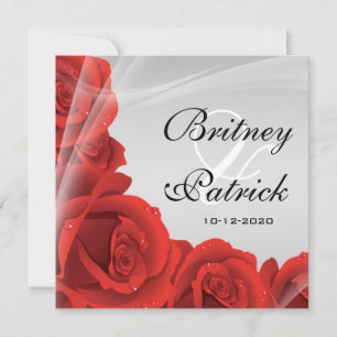 Convites Elegantes para Casamento de Rosas vermelh