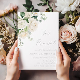Convites Elegantes Rosas Brancas Divinas & Vow Renewal de S