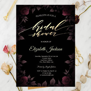 Convites Elegantes Rosas Burgundy Escuras Chuveiro Nupcial
