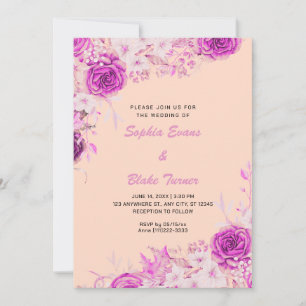 Convites Elegantes Rosas Cor-de-Rosa Laranja Creme Casament