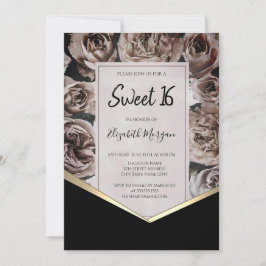 Convites Elegantes Rosas Escuras Sweet 16