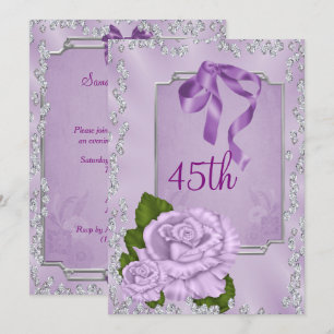 Convites Elegantes Rosas Lilás Românticas & Laços 45º