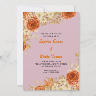 Convites Elegantes Rosas Vermelhas Country Laranja Casament