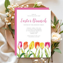 Elegantes Tulipas de Aquarela Floral Páscoa Brunch