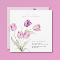 Elegantes Tulipas Lilases Roxas em Aquarela