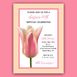 Convites Elegantes Tulipas para Surpresa de Aniversário de 