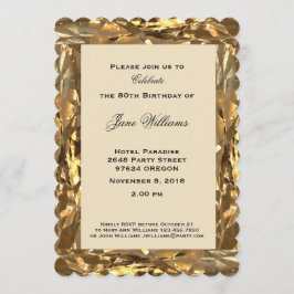 Convites Elegente Dourado do Aniversário de 80