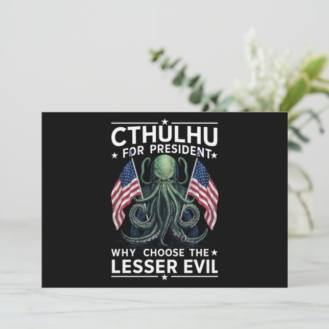 Convites Eleições Engraçadas de 2024 Cthulhu Para President (Em pé/Frente)