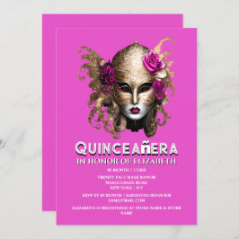 Convites Eleitor de aniversário de mascarada quinceanera, c