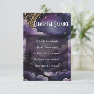 Convites Elemental Balance Pagan Prayer Pocket Ritual Card