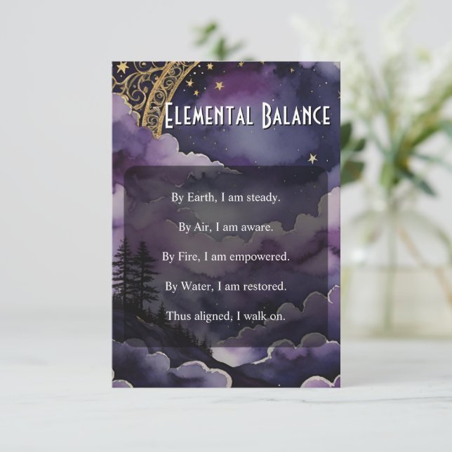 Convites Elemental Balance Pagan Prayer Pocket Ritual Card (Em pé/Frente)