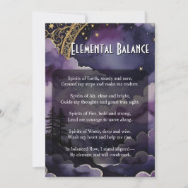 Convites Elemental Balance Pagan Prayer Ritual Card
