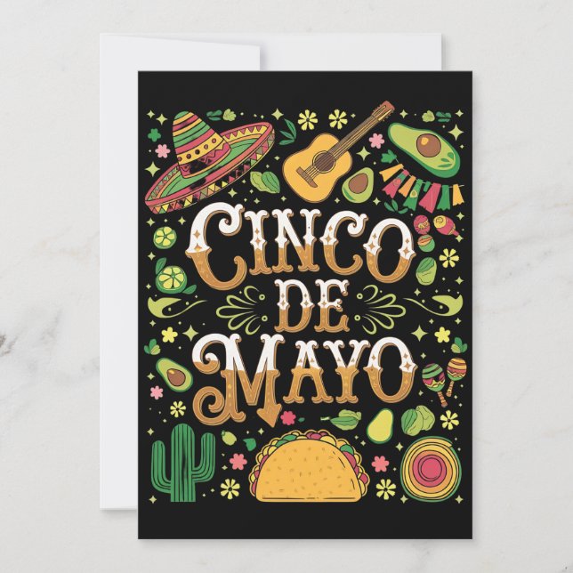Convites Elementos de Festa Divertidos do Cinco De Mayo (Frente)