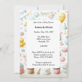 Convites Elementos para Chás de fraldas em forma de esmalte