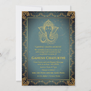 Convites Elementos para Ouro de Ganesh Chaturthi Puja Roya