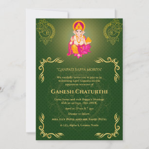 Convites Elementos para Ouro de Ganesh Chaturthi Puja Roya
