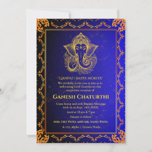 Convites Elementos para Ouro de Ganesh Chaturthi Puja Roya