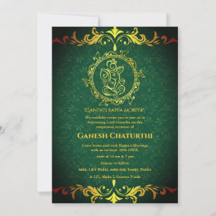 Convites Elementos para Ouro de Ganesh Chaturthi Puja Roya