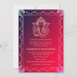 Convites Elementos para Ouro de Ganesh Chaturthi Puja Roya