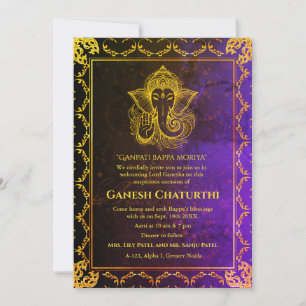 Convites Elementos para Ouro de Ganesh Chaturthi Puja Roya