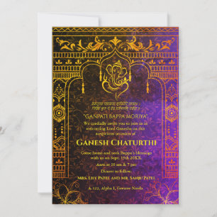 Convites Elementos para Ouro de Ganesh Chaturthi Puja Roya