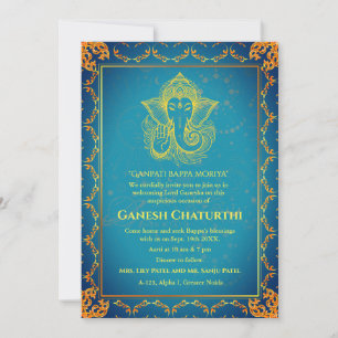 Convites Elementos para Ouro de Ganesh Chaturthi Puja Roya