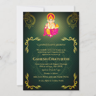 Convites Elementos para Ouro de Ganesh Chaturthi Puja Roya