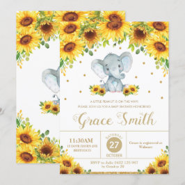 Convites Elephan Sunflower Floral Chá de fraldas Boy