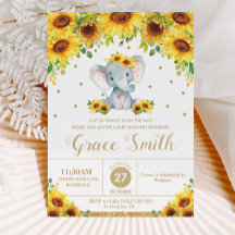 Elephan Sunflower Floral Chá de fraldas Girl