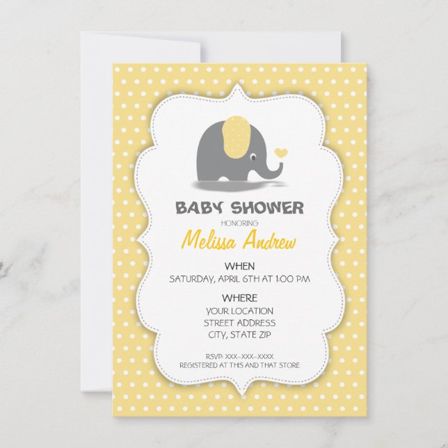 Convites Elephant baby shower invitation (Frente)