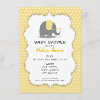 Convites Elephant baby shower invitation