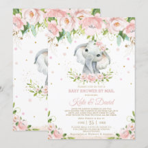 Elephant Blush Floral Virtual Chá de fraldas por C